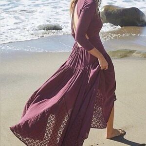 Free People Red Long Sleeve Sundress Resort Wear